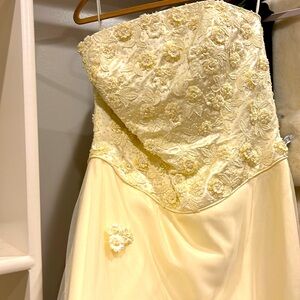 Handmade formal fish tail gown butter yellow
